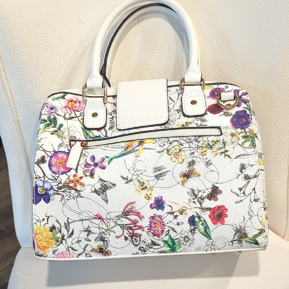 Floral White Satchel Bag - Picture 3 of 9